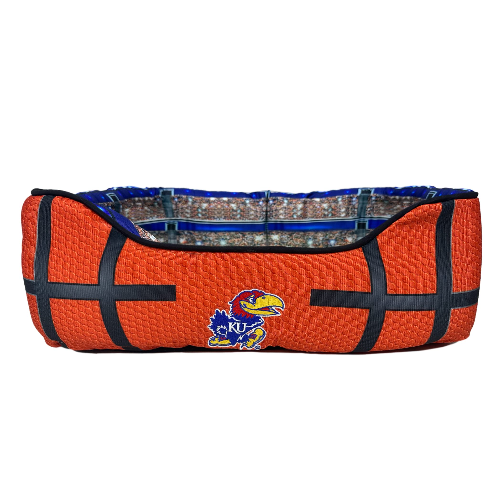 NCAA Kansas Jayhawks Stadium Dog Bed Pet Pillow Bed for Dogs Sporty Football Dog Bed and Lounge Cushion